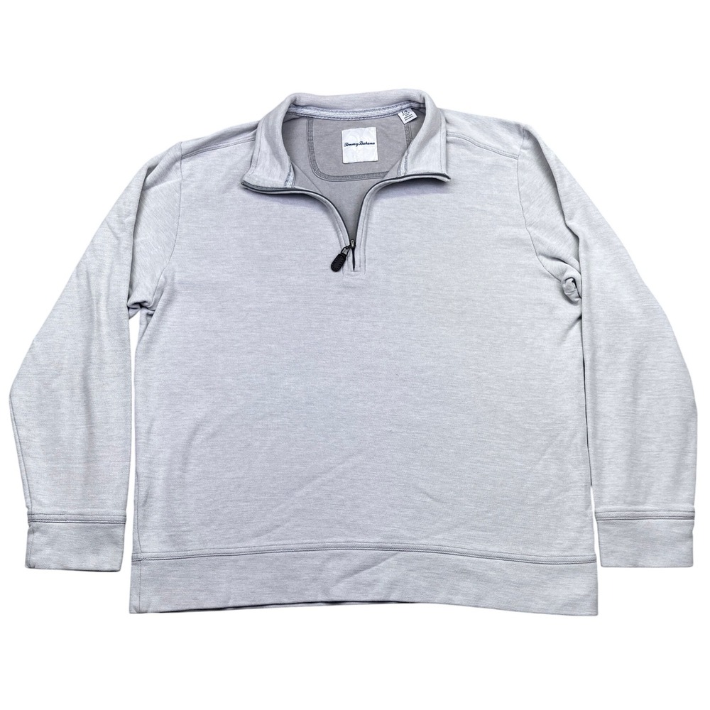 Tommy Bahama‎ Mens Gray 1/4 Zip Long Sleeve Pullover Sweatshirt Large L Boho